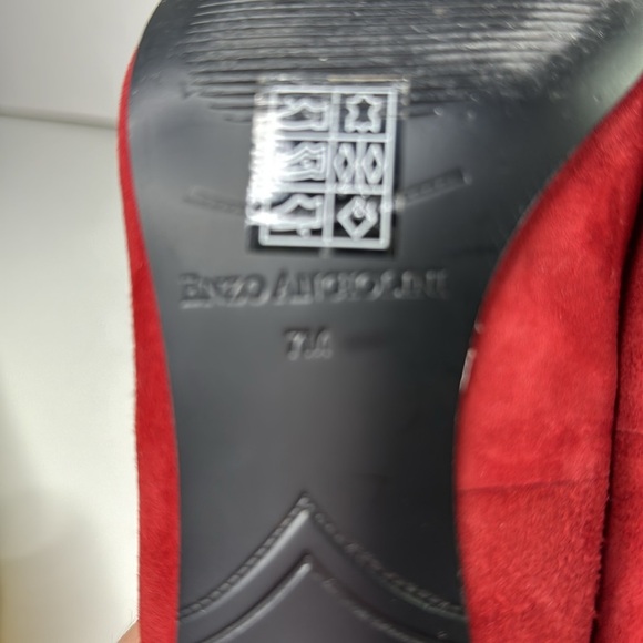 Enzo Angliolini Red Suede Kitten Heels - Picture 8 of 11